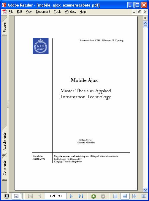 Mobile Ajax - Examensarbete 